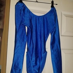 Body Wrappers bright blue bodysuit unitard Small